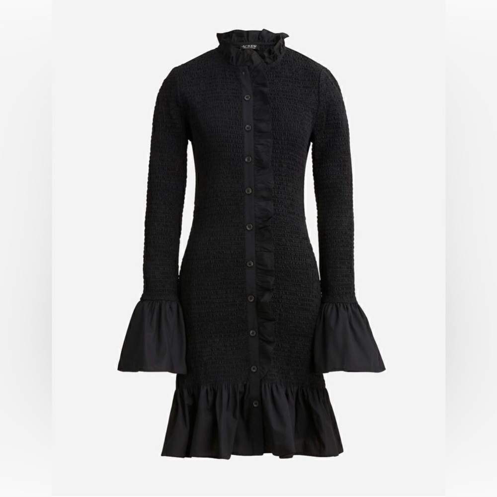 NWT 🖤 J. Crew smocked ruffle dress